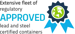 Extensive fleet of regulatory approved lead and steel certified containers.