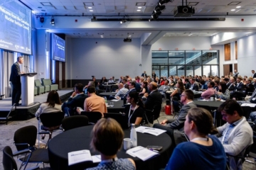 crowded presentation hall
