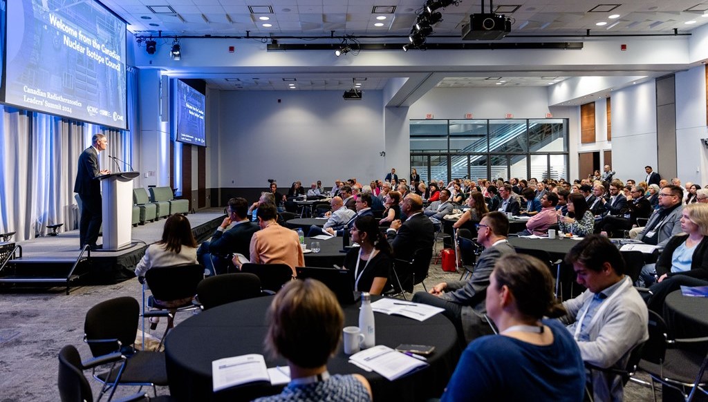crowded presentation hall